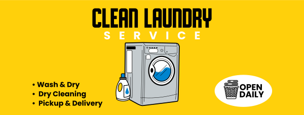 Clean Laundry Wash Facebook Cover Design Image Preview