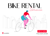 Biking in The City Postcard Design