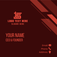 Red Number 5 Stroke Business Card Design