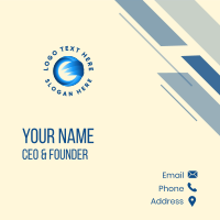 Blue Wave Letter O Business Card Design