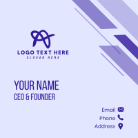 Violet Cursive Letter A  Business Card Design