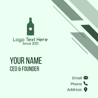 Green Wine Bottle  Business Card Design