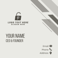 Gray Padlock Letter P Business Card Design