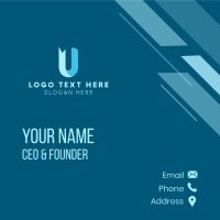 Blue Ribbon Letter U  Business Card Design