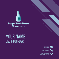 Blue Wine Bottle  Business Card Design