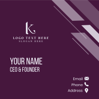 Luxury Fashion Letter K Business Card Design