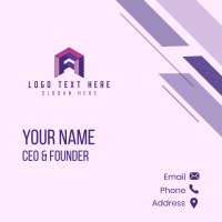 Purple Building Letter A Business Card Design