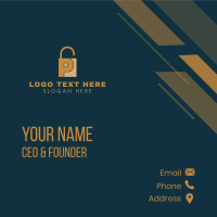 Golden Padlock Letter P Business Card Design