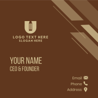 Beige Building Letter U Business Card Design