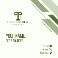 Garden Pillar Letter T Business Card Design