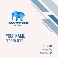 Blue Papercraft Elephant  Business Card Design