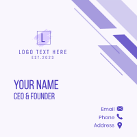 Purple Square Brush Letter Business Card Design