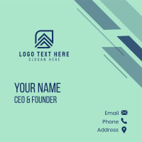 Blue Square Letter A  Business Card Design