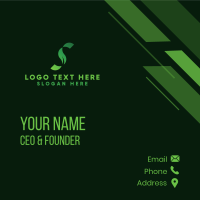 Green Leaf Letter S Business Card Design