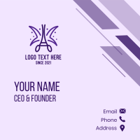 Purple Butterfly Scirssors Business Card Design