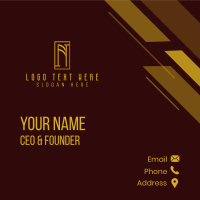 Gold Hotel Letter N  Business Card Design