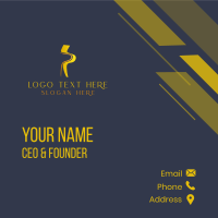 Gold Letter P Ribbon Business Card Design