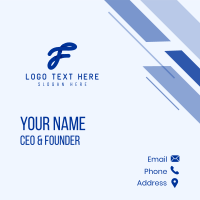 Cursive Loop Letter F Business Card Design