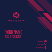Neon Red Fire Lion Business Card Design