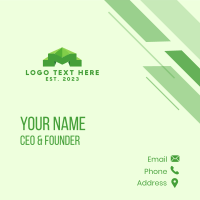 Green 3D Letter M Business Card Design