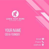 Pink Swirly Letter H Business Card Design