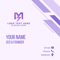 Purple Lightning Letter M  Business Card Design