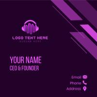Purple Headphone Sound Waves Business Card Design