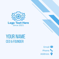 Blue Camera Wings Business Card Design