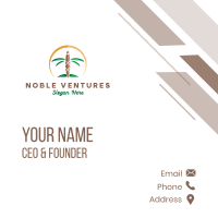 Tropical Palm Tree Airplane Business Card Design