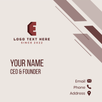 Construction Letter E Business Card Design