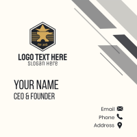 Gold Anvil Hexagon Badge Business Card Design