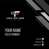 Racing Flag Motorsports Letter F Business Card Design