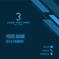 Blue Linear Number 3 Business Card Design