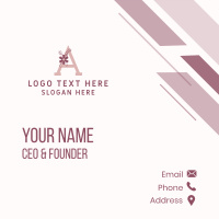 Flower Feminine Letter A  Business Card Design