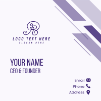 Purple Script Letter R  Business Card Design