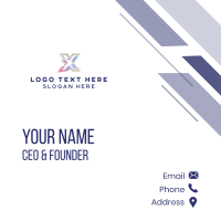 Gradient Glitch Letter X Business Card Design