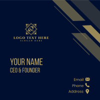 Elegant Royal Ornament Letter Q Business Card Design