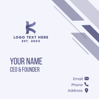 Purple Digital Letter K Business Card Design