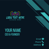 Neon Loud Boombox Business Card Design