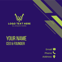 Neon Gaming Letter W  Business Card Design