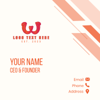 Gradient Ribbon Letter W Business Card Design