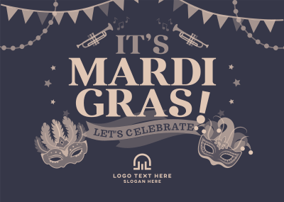 Modern Mardi Gras Postcard Image Preview