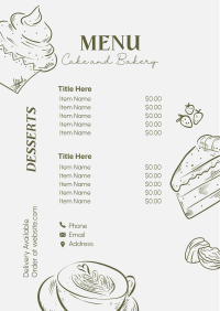 Trendy Cake and Bakery Menu