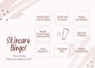 Skincare Tips Bingo Postcard Image Preview