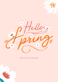 Hello Spring Greeting Poster Design