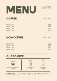 Trendy Minimalist Coffee Menu Menu Design