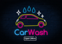 Neon sign Car wash Postcard Design