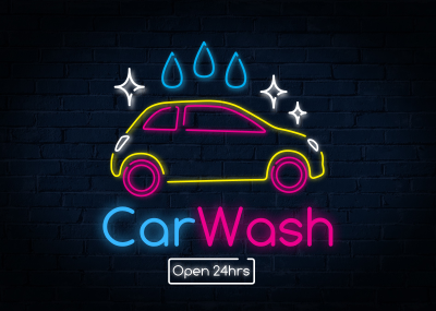 Neon sign Car wash Postcard Image Preview