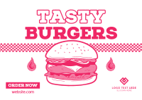 Vintage Tasty Burger Postcard Design