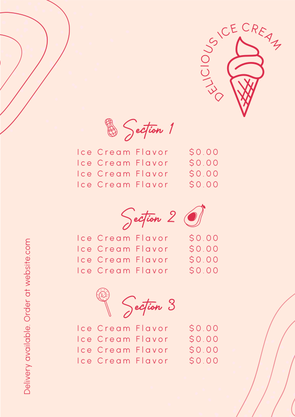 Ice Cream Bar Menu Design Image Preview